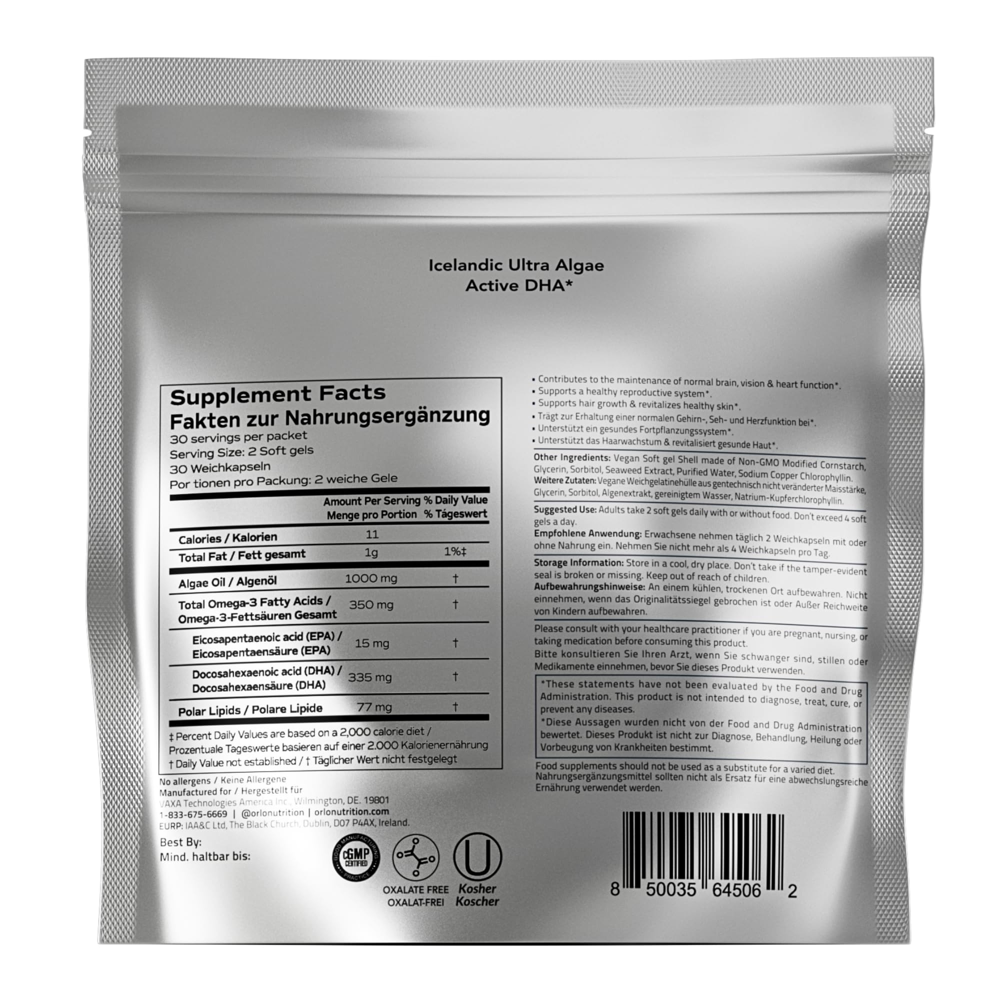 Orlo daily supplement packaging ready-to-take omega-3 for focus