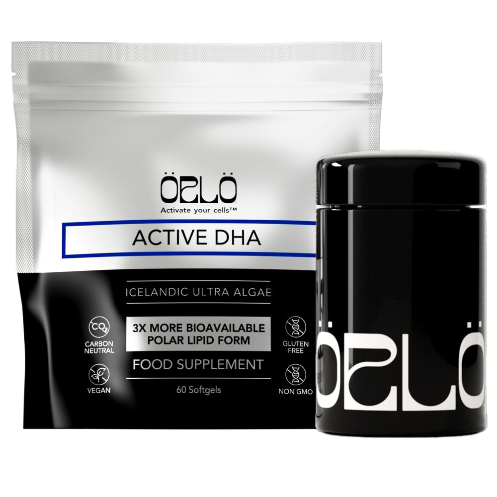 Orlo DHA supplement bottle front showing Nordic label for daily support