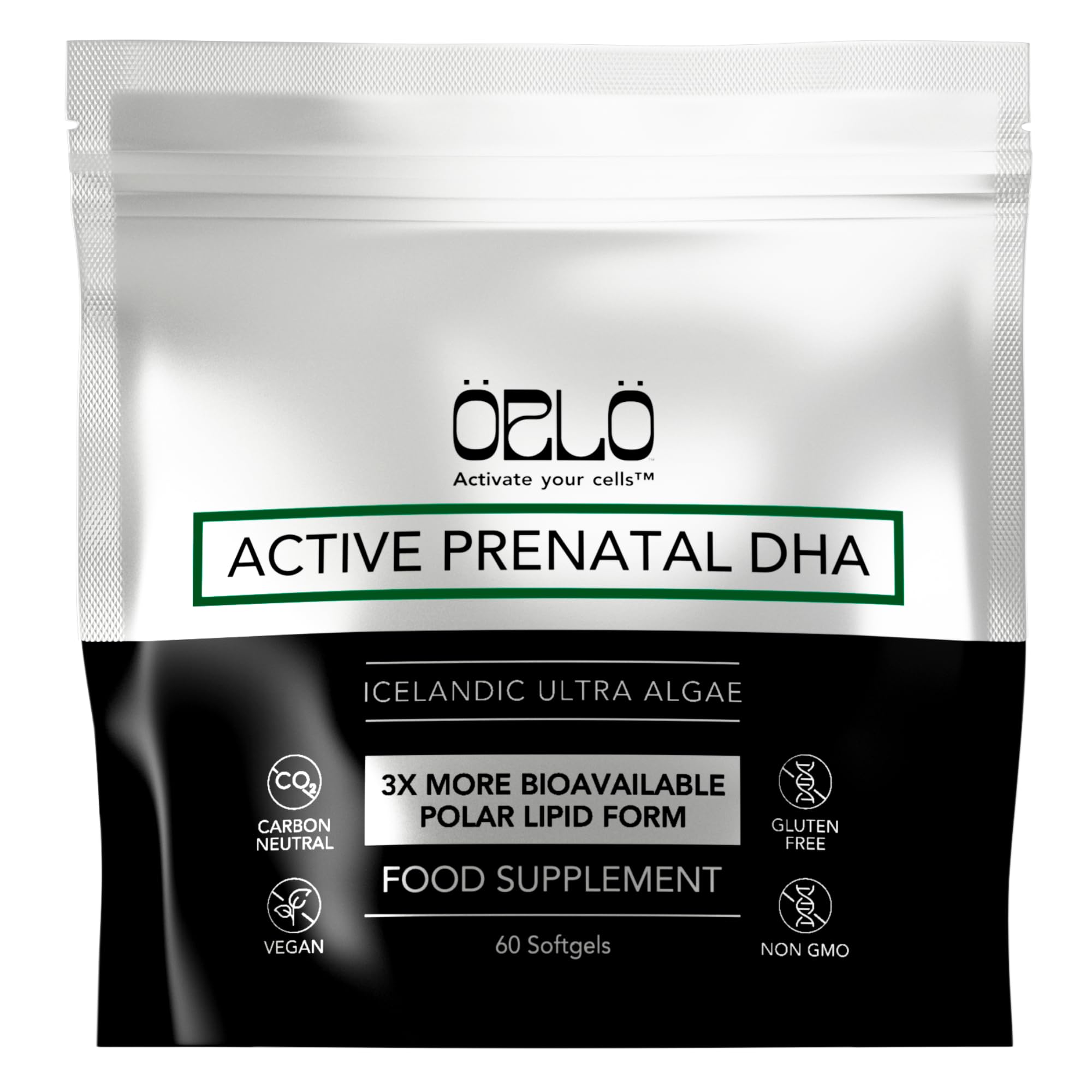 Orlo Prenatal DHA bottle front—mercury-free algae oil for expectant moms