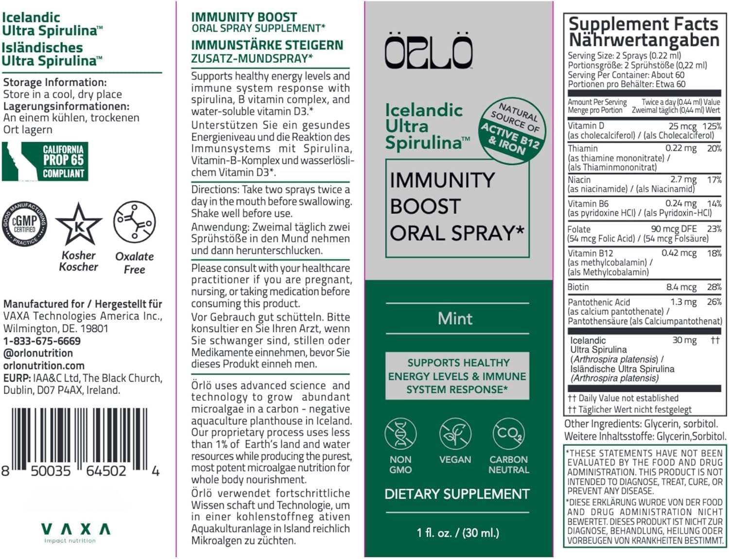 Orlo serving-size label helps track 60 servings for a month.