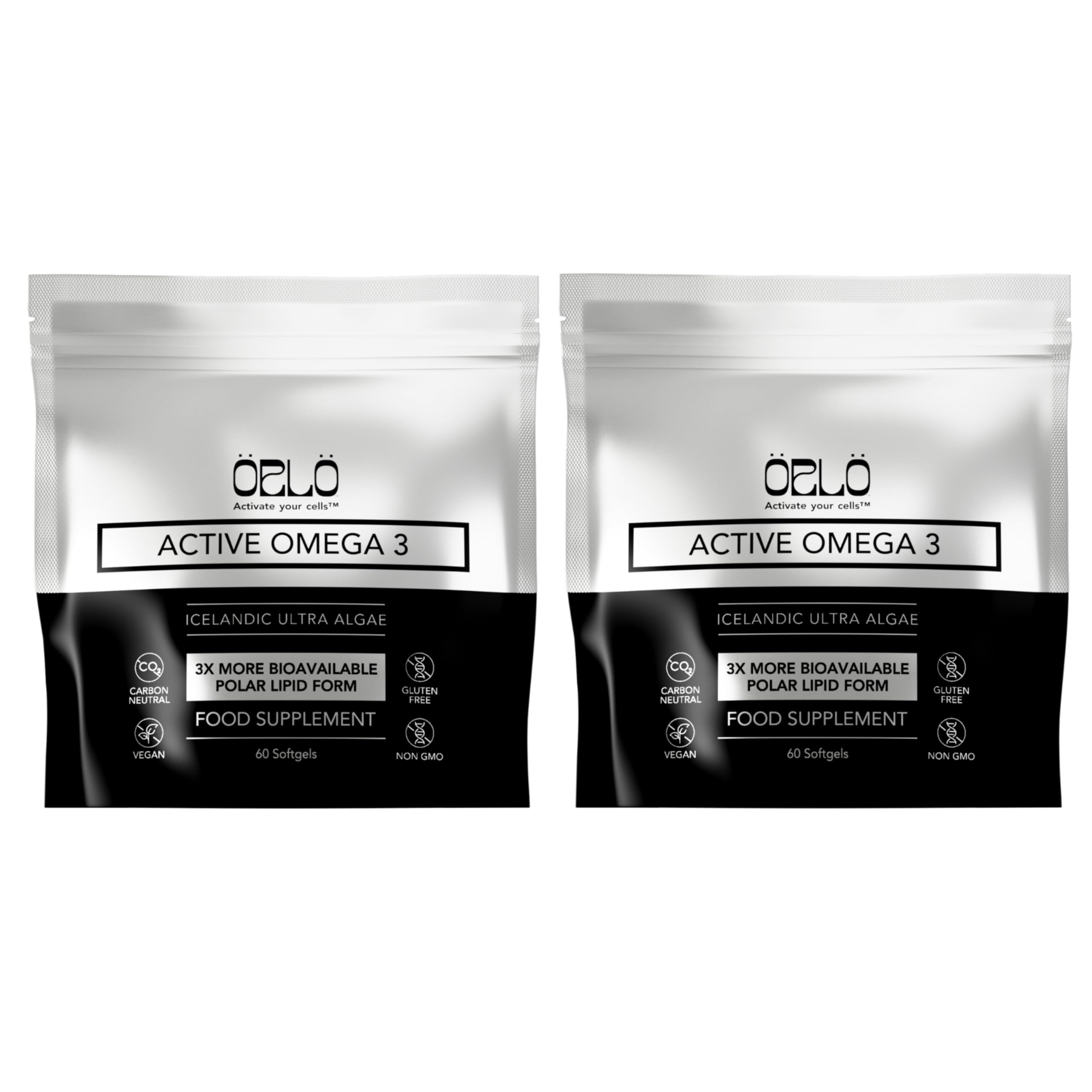 Orlo vegan omega-3 algae oil bottle with easy-to-take capsules for daily support.