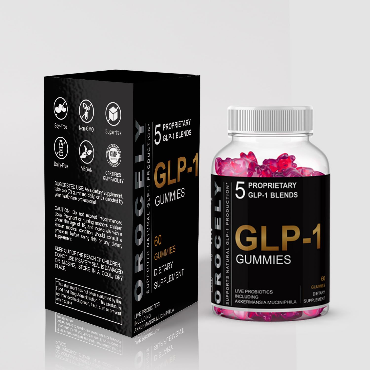 Orocely GLP-1 Gummies vegan gluten-free gelatin-free clean-label formula.