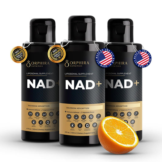 Orphira Liquid NAD+ bottle for easy daily supplementation.