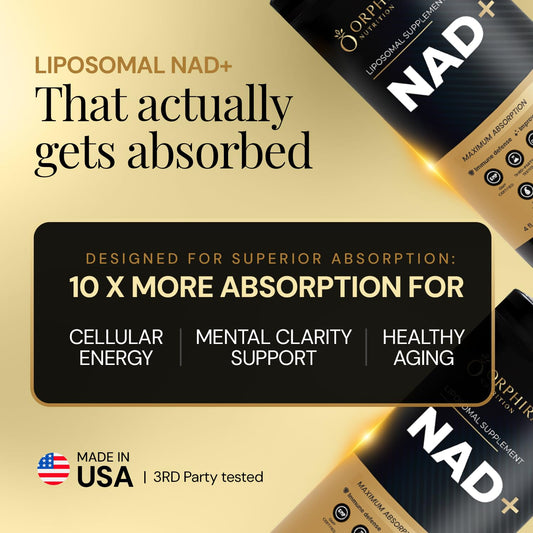 Orphira NAD+ liquid dropper dispensing for precise dosing.
