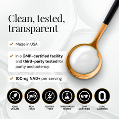 Orphira NAD packaging box showing premium quality and GMP testing.
