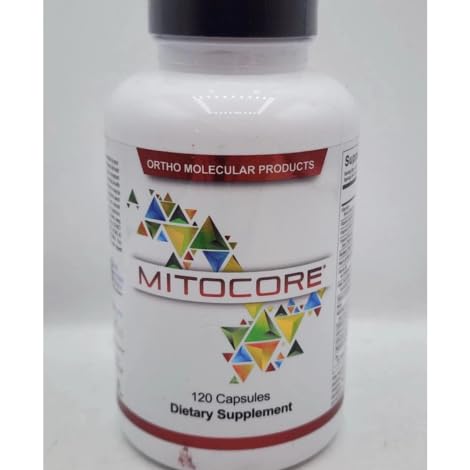 Ortho Molecular Mitocore bottle showing 120 capsules for energy support and immune function