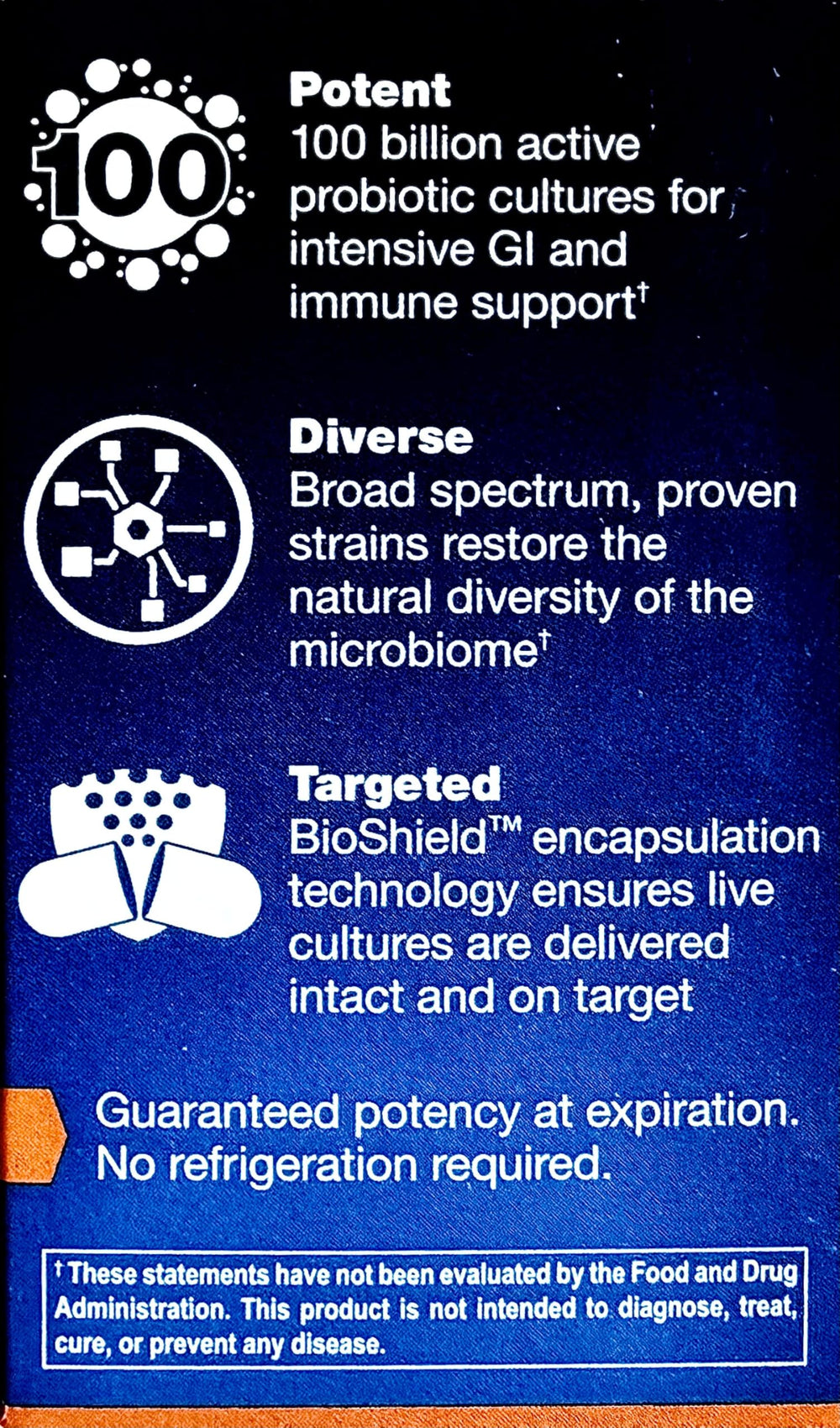 Ortho Biotic label and packaging indicating probiotic blend and CFU count