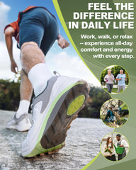 OrthoComfoot all-day comfort technology cushions every step at work or home.