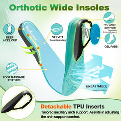 OrthoComfoot arch-support and deep heel design evenly distribute pressure for comfort.