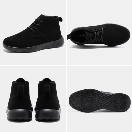 OrthoComfoot arch-support walking boot close-up shows cushioned insole.