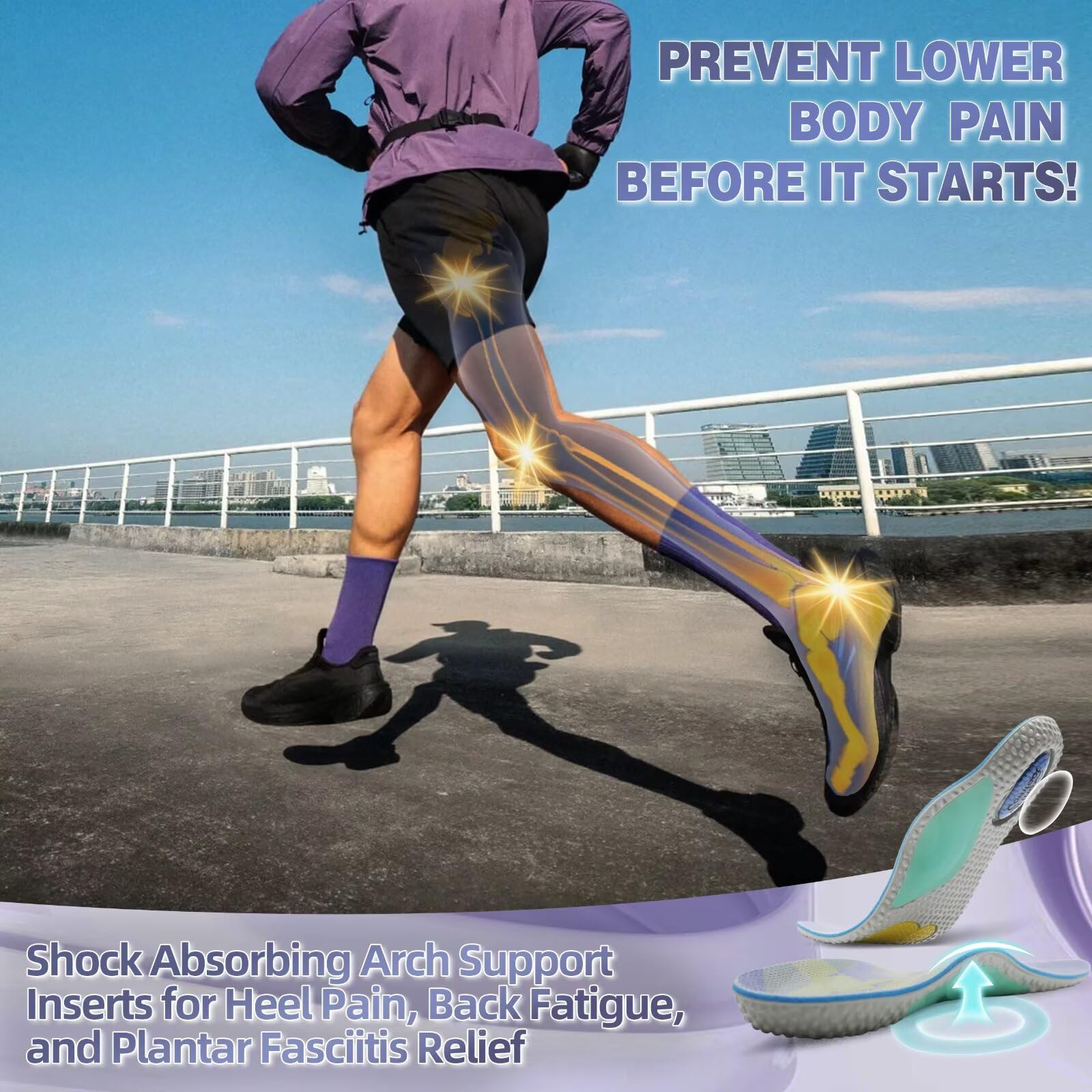 OrthoComfoot durable PU base plus soft EVA layer.