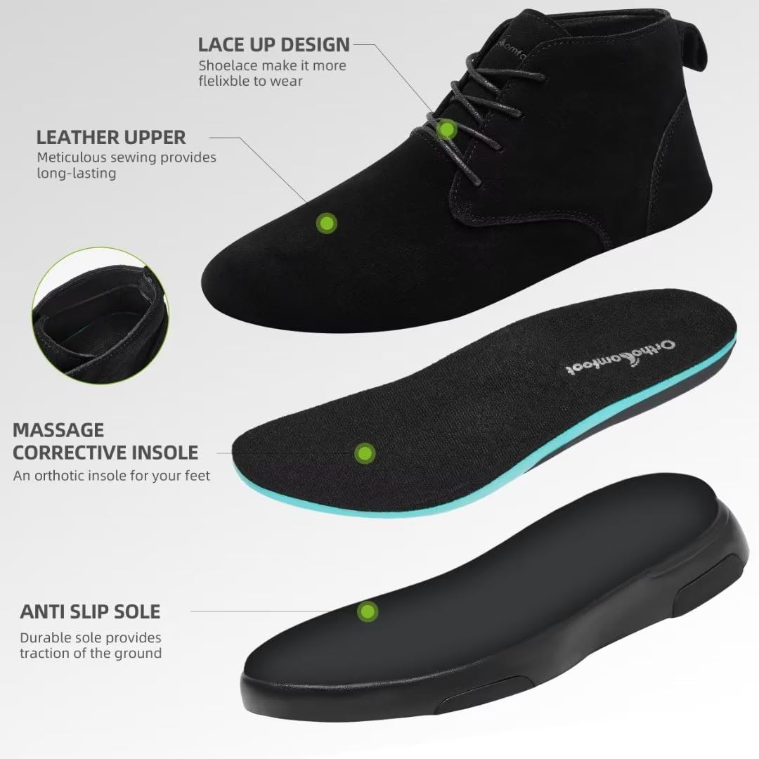 OrthoComfoot mid-calf boot styled with jeans for versatile everyday wear.