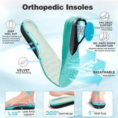 OrthoComfoot shoe with EVA+rubber sole provides cushioning and rebound.