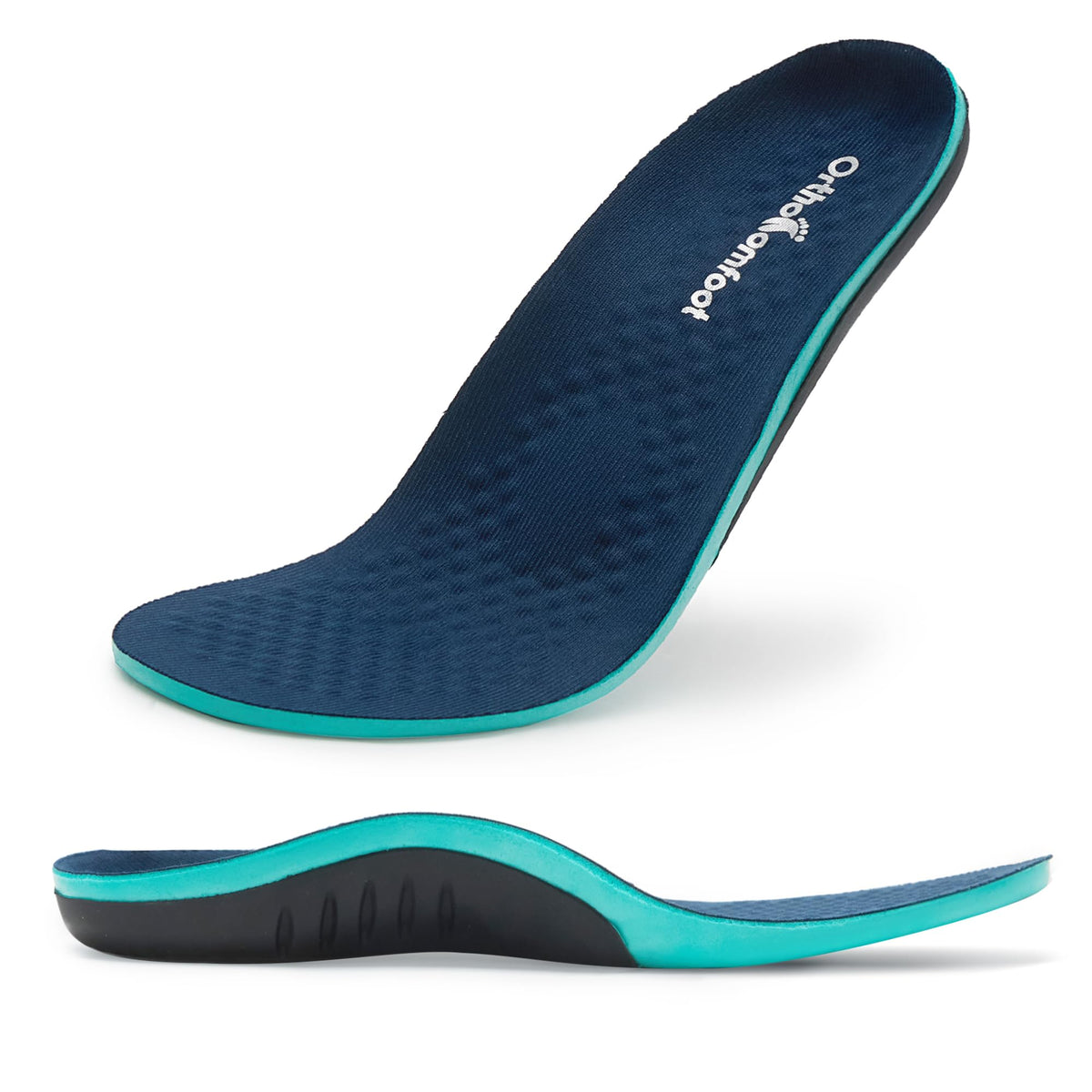 OrthoComfoot arch-support insoles for flat feet, delivering all-day comfort.