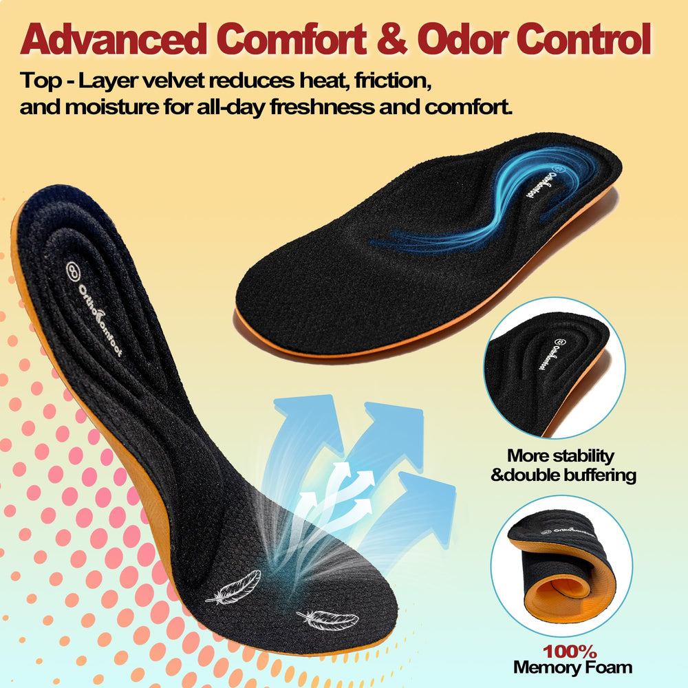 OrthoComfoot in-use in work boot image emphasizes support during long shifts