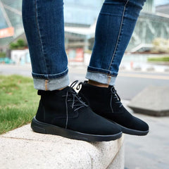OrthoComfoot lace-up Oxford-style boot demonstrates secure adjustable fit.