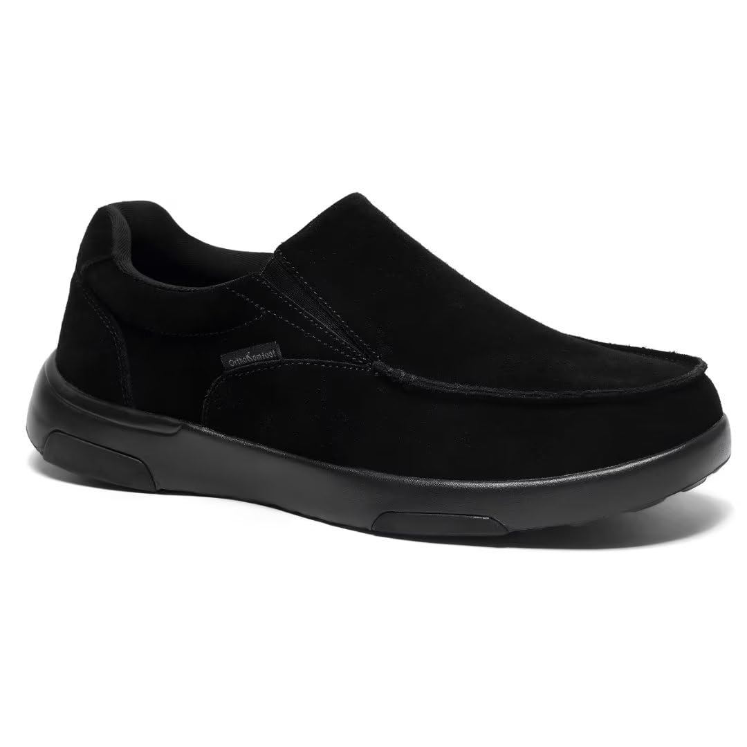 OrthoComfoot orthopedic slip-on loafers with arch support for stable all-day wear.