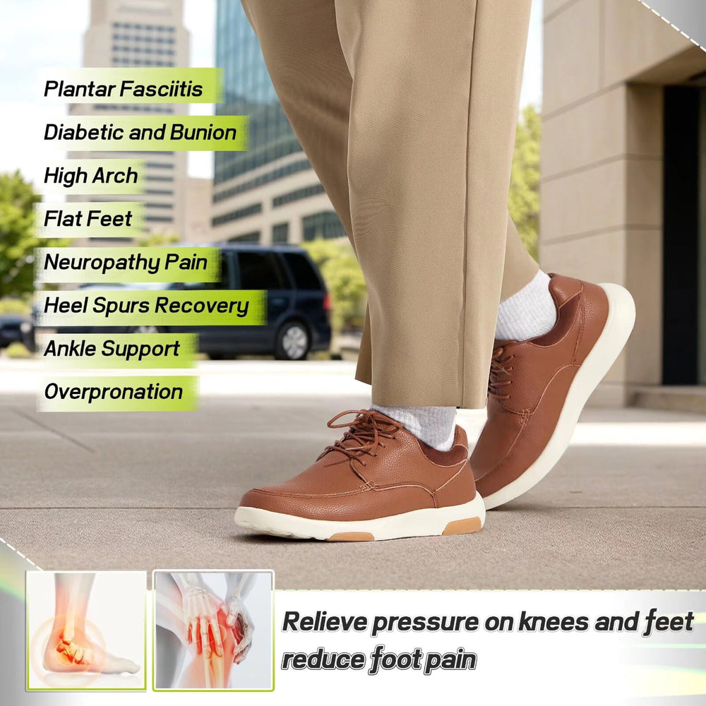 OrthoComfoot lace-up fit ensures a secure, adjustable all-day fit.