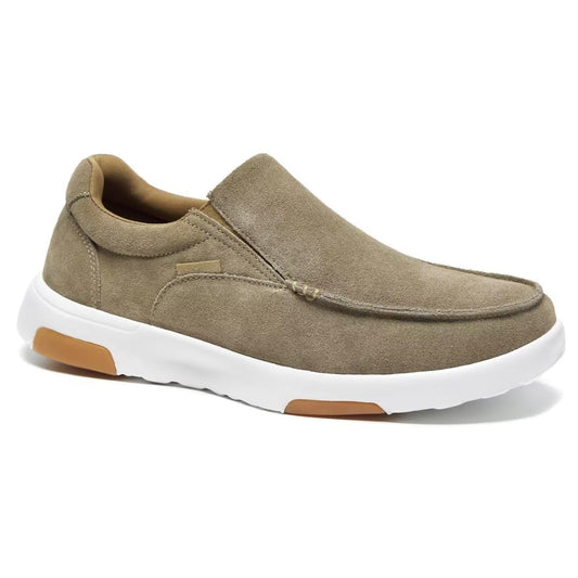 OrthoComfoot men's orthopedic slip-on loafers front view with arch support for daily comfort.