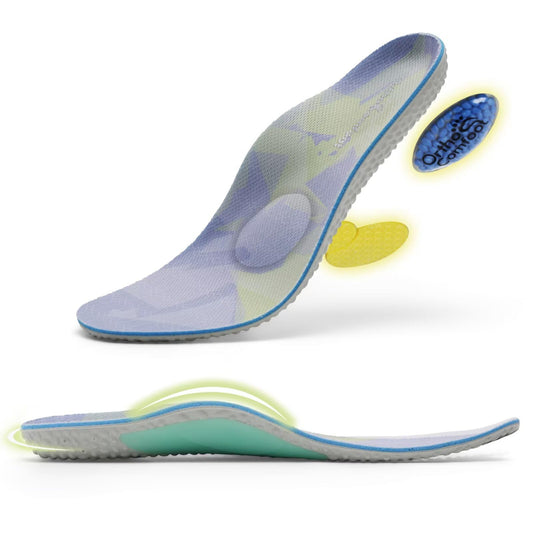 OrthoComfoot metatarsal arch insoles provide a precise full-size fit for comfortable alignment.