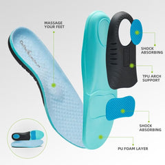 OrthoComfoot orthotic-insert cushioning supports forefoot and heel areas.