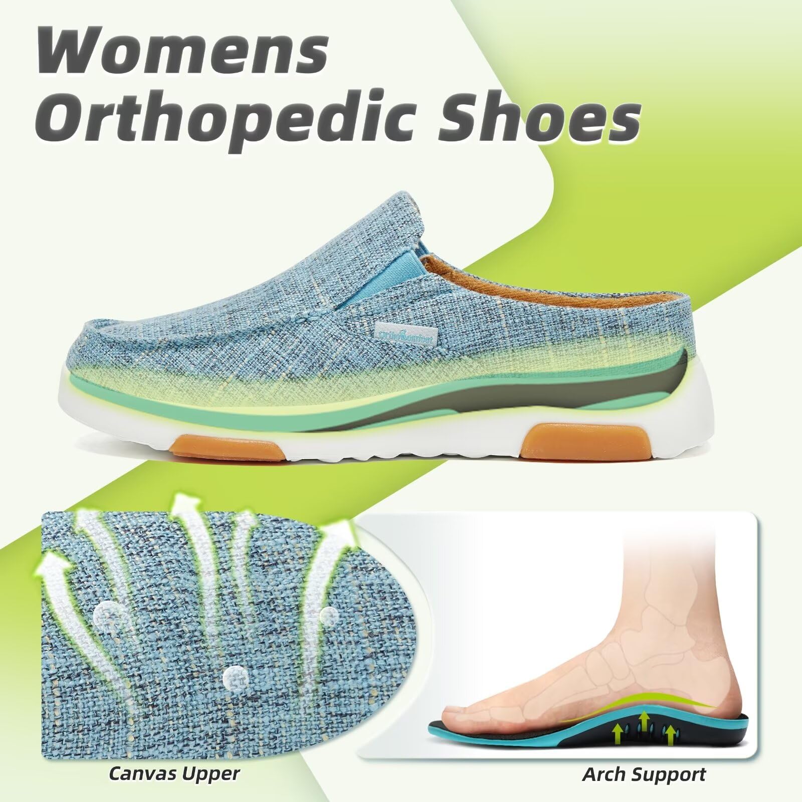 OrthoComfoot insole with arch support helps align feet during long walks