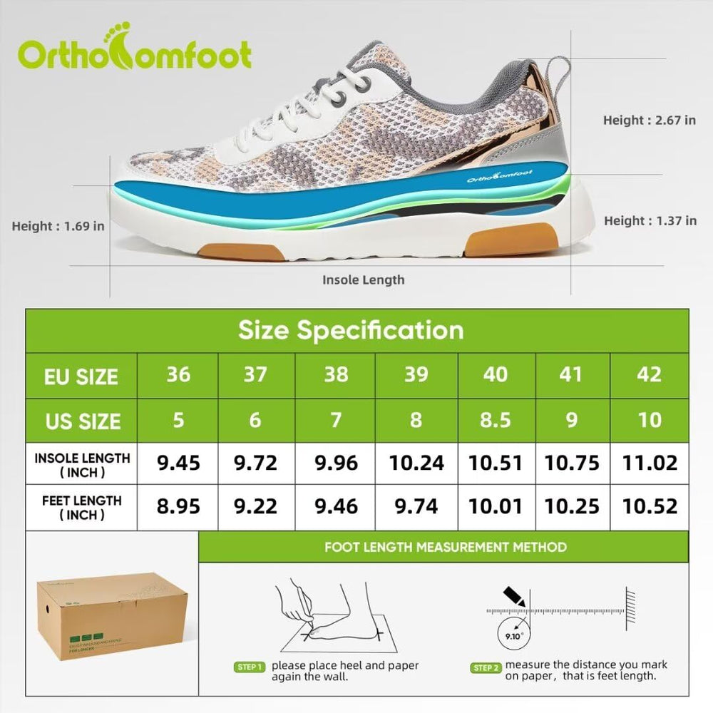 OrthoComfoot durable rubber outsole with grip lines for stable traction.