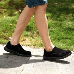 OrthoComfoot size 12 black loafers blend comfort with modern style.