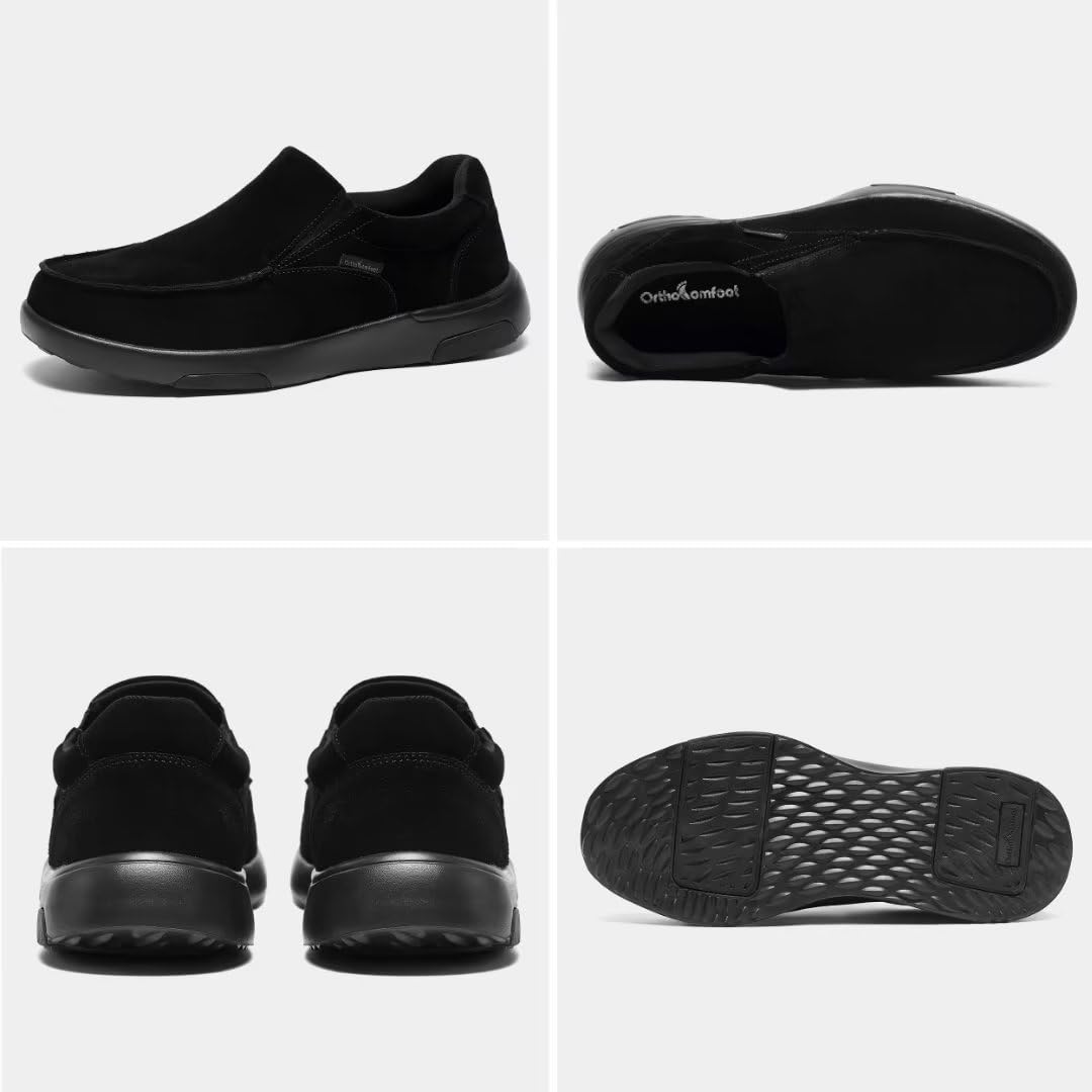 OrthoComfoot slip-on design with elastic panels enables easy wear.