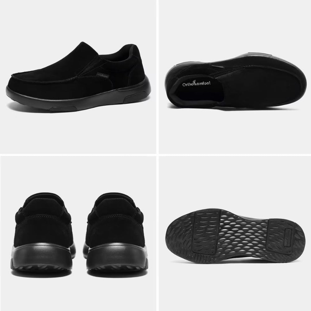OrthoComfoot slip-on design with elastic panels enables easy wear.