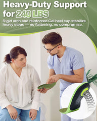 OrthoComfoot stability-shell shows reinforced arch integrity for better gait alignment.