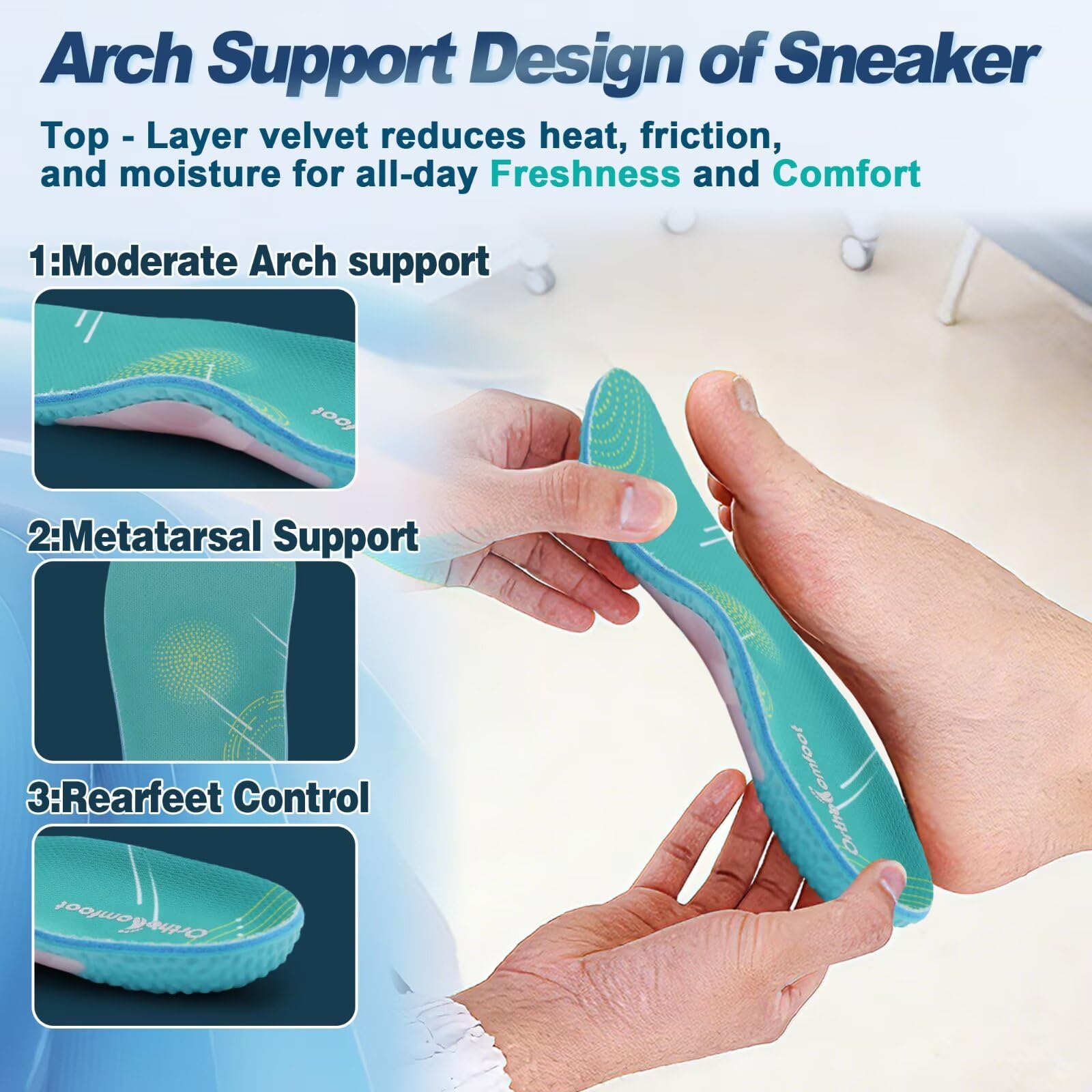 OrthoComfoot true-to-size design fits sneakers right away without trimming.