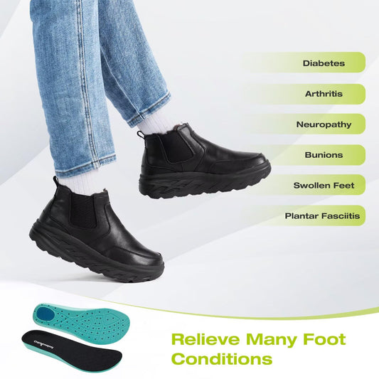 OrthoComfoot boot with detachable TPU support for personalized foot alignment.