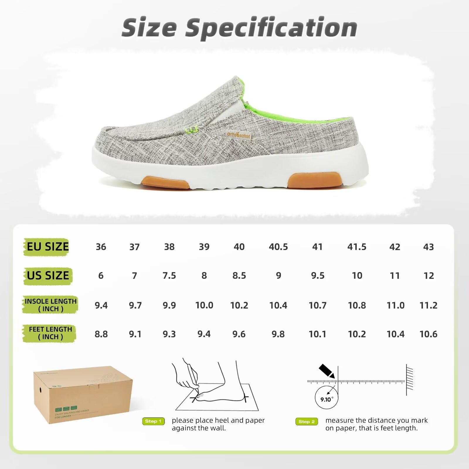 OrthoComfoot grey lime color detail for casual wear