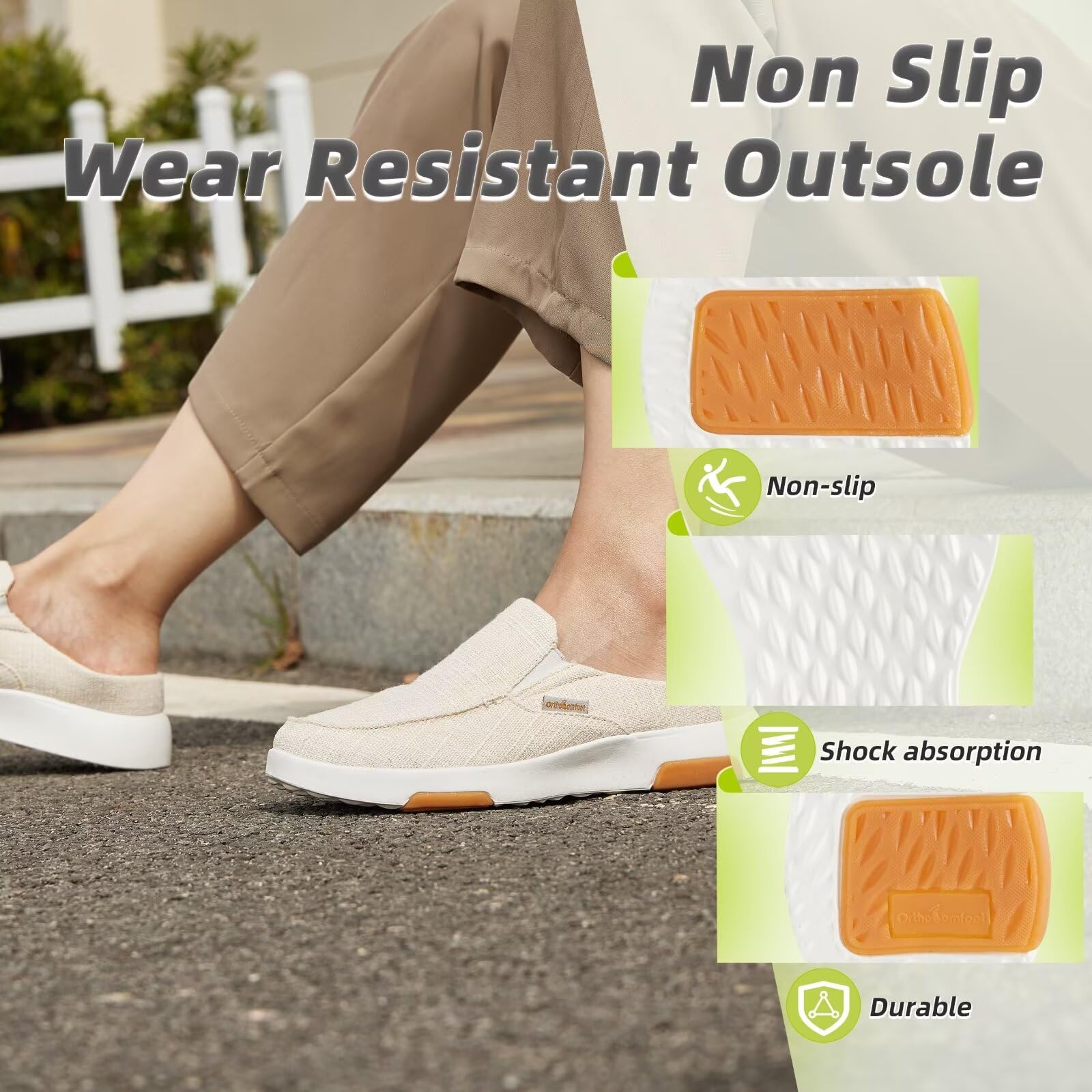 OrthoComfoot women's orthopedic shoes, beige color coordinating with outfits