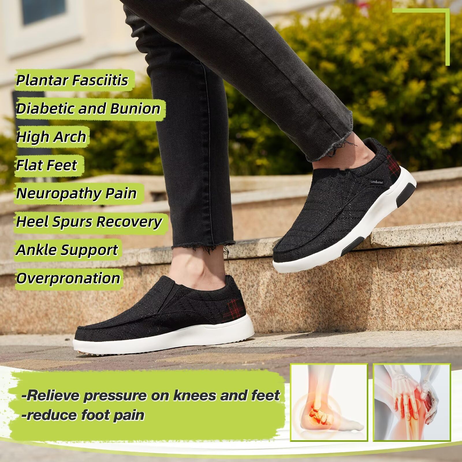 OrthoComfoot inner-sole showing cushioned PU memory foam for all-day comfort.