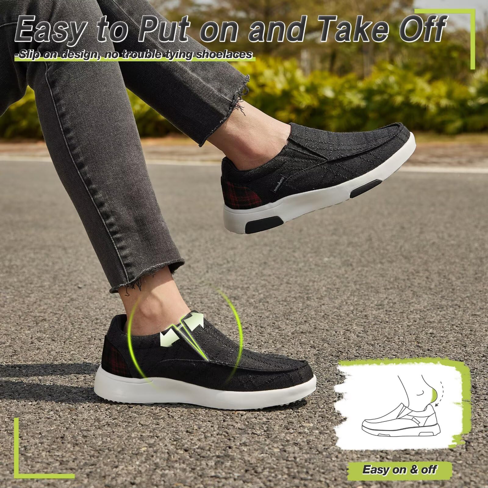 OrthoComfoot lightweight slip-on design for effortless on-off during daily routines.