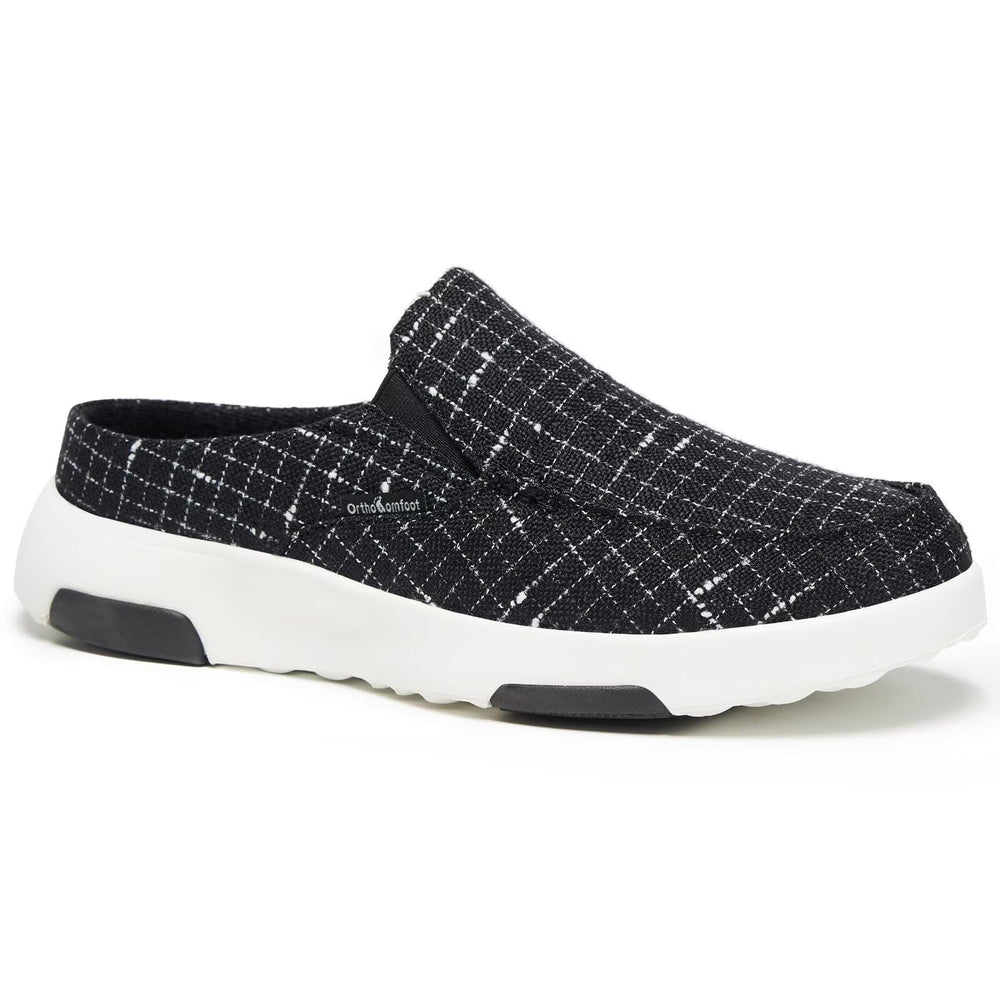 OrthoComfoot women's orthopedic slip-on shoe with arch support for comfortable foot alignment.