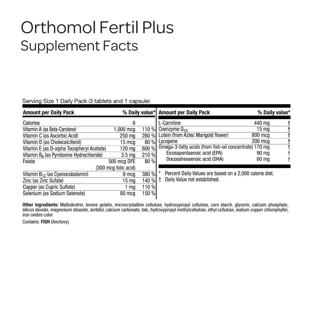 Orthomol Fertil Plus carnitine tablets ready for daily use with trace elements