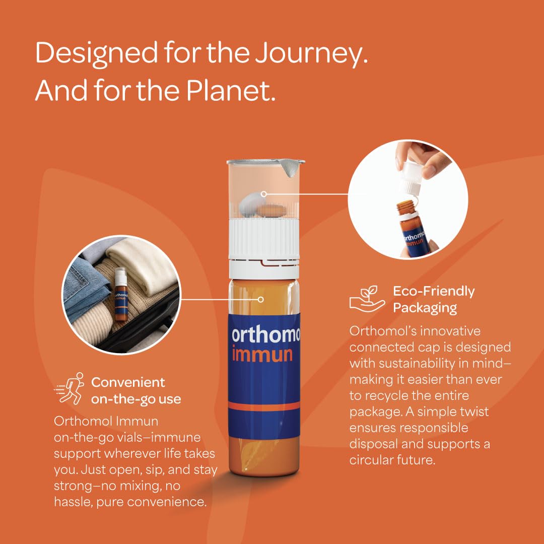 Orthomol Immun on-the-go pack, ideal for busy lifestyles.