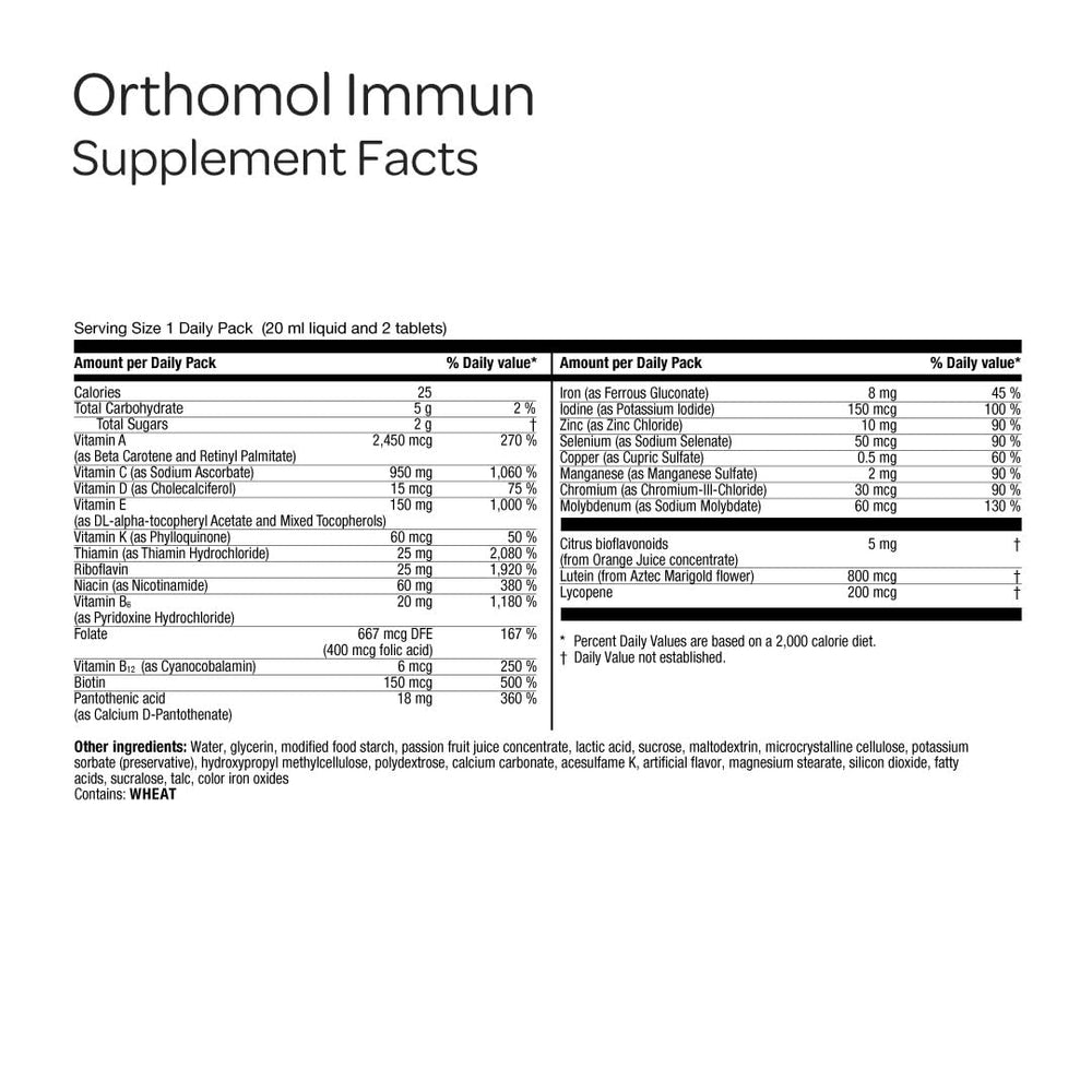 Orthomol Immun daily tablets with the iodine tablet, part of the 7-day plan.