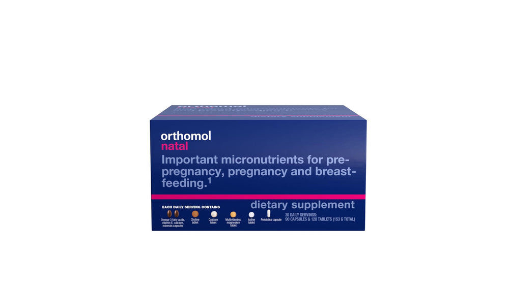 Orthomol Natal daily pack for convenient prenatal support in a busy lifestyle.