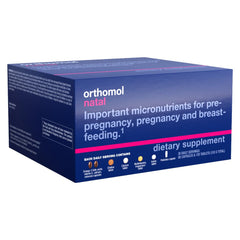 Orthomol Natal packaging highlighting the 30-day daily pack system.