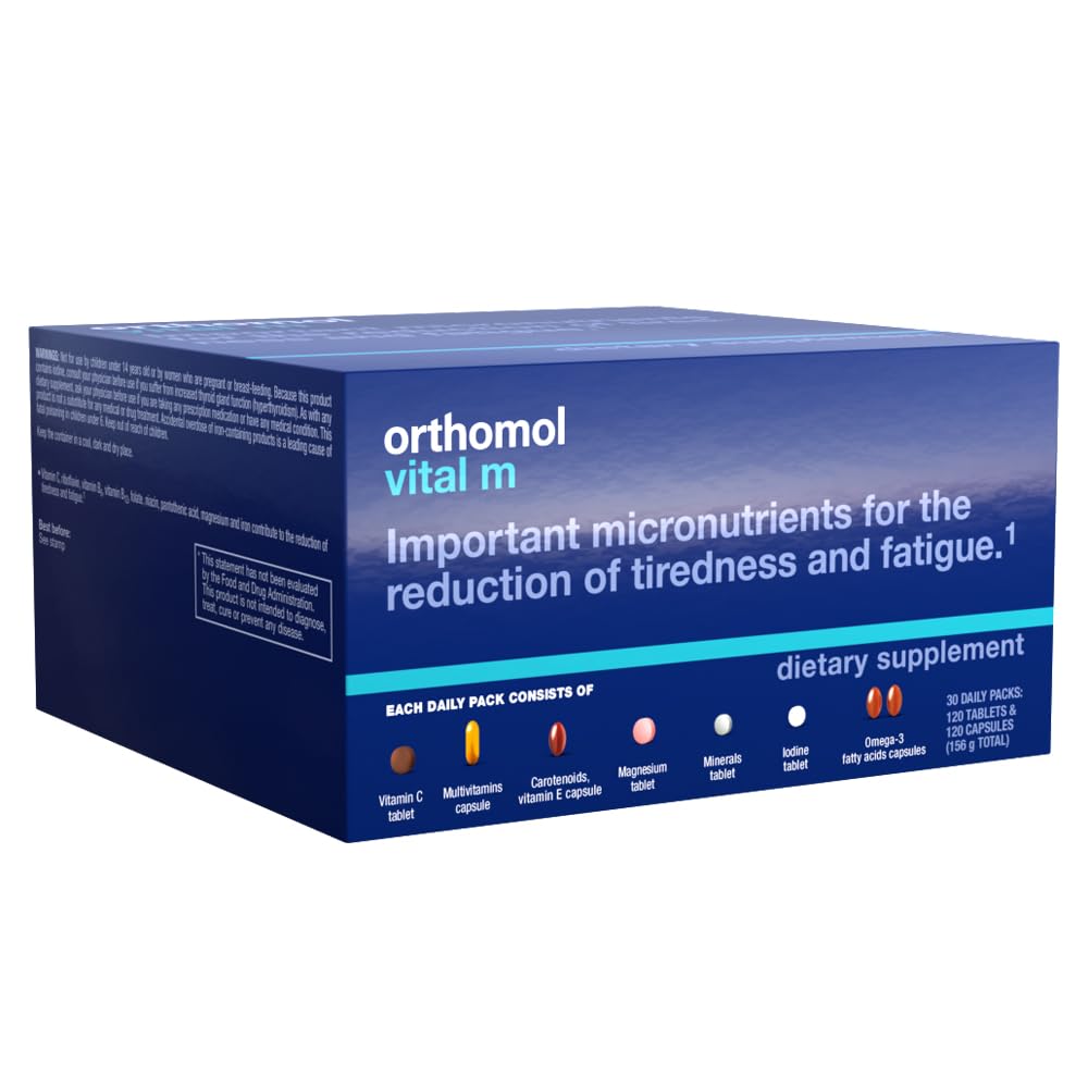 Orthomol Vital M packaging box indicating a 30-day supply.