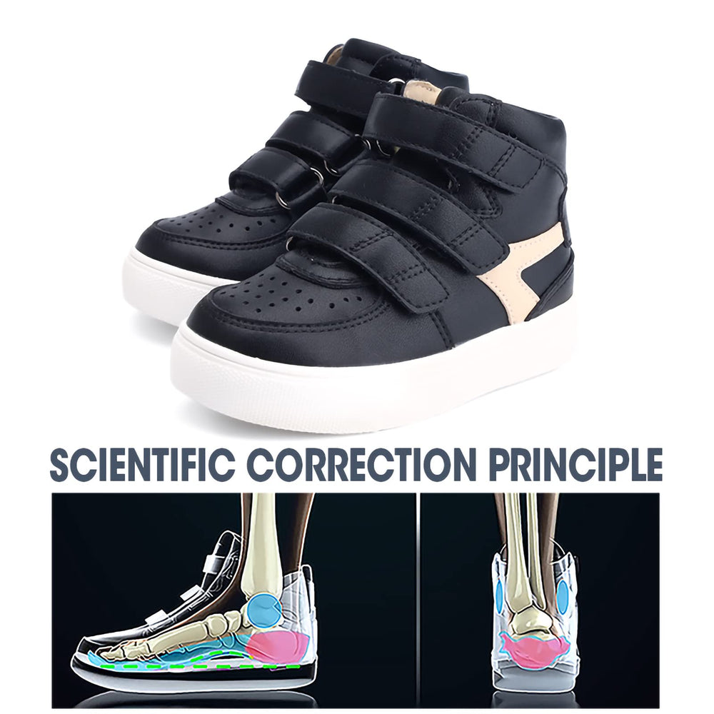 Orthopop breathable materials in black help keep feet dry