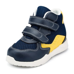 Orthopop Kids Orthopedic Shoes blue side view highlighting lightweight design for toddler comfort.