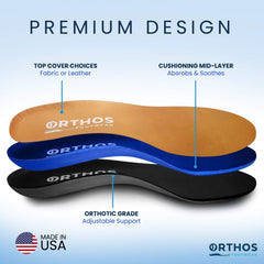 ORTHOS Footwear insole offers universal fit for most regular width shoes.