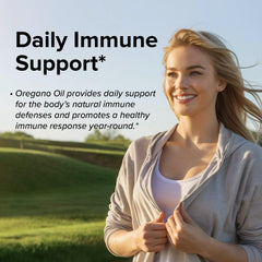 ORZAX oregano oil drops packaging front view showcasing vegan and gluten-free claims.