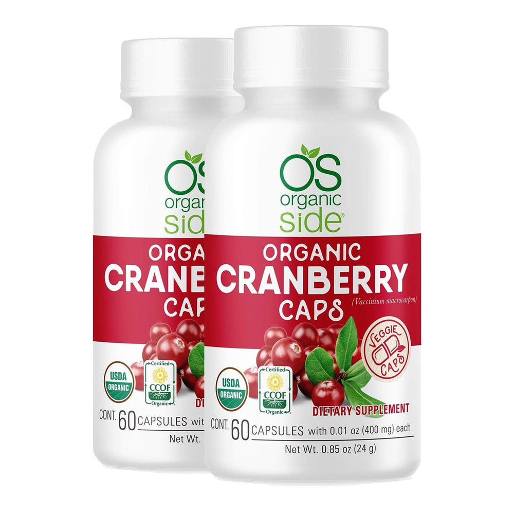 OS Organic Side cranberry capsules front view showing natural urinary health support
