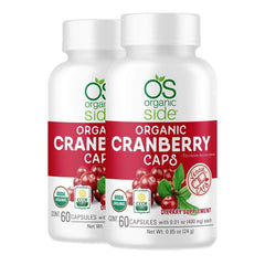 OS Organic Side cranberry capsules front view showing natural urinary health support